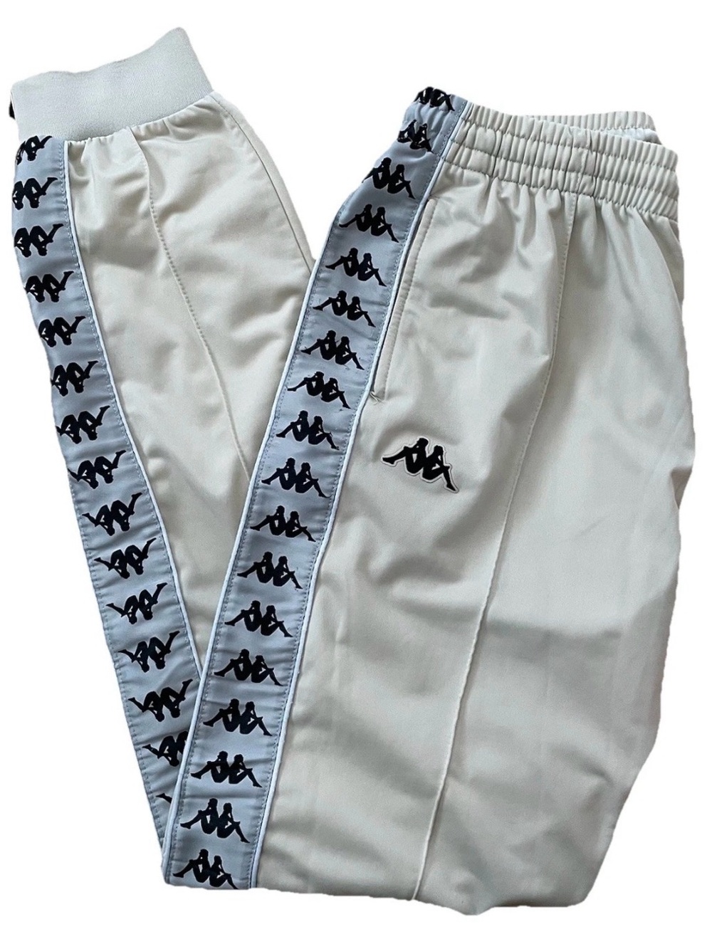 Kappa Track Pants Joggers Size XL Cream Taupe Ankle Zip Y2K Streetwear